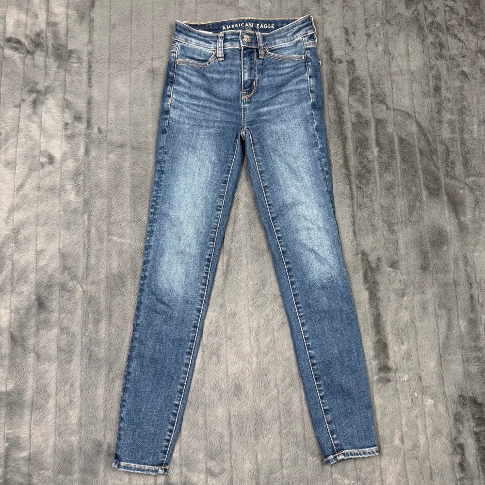 American Eagle High Rise Jegging Next Level Stretch Blue Jeans 000 Short Womens